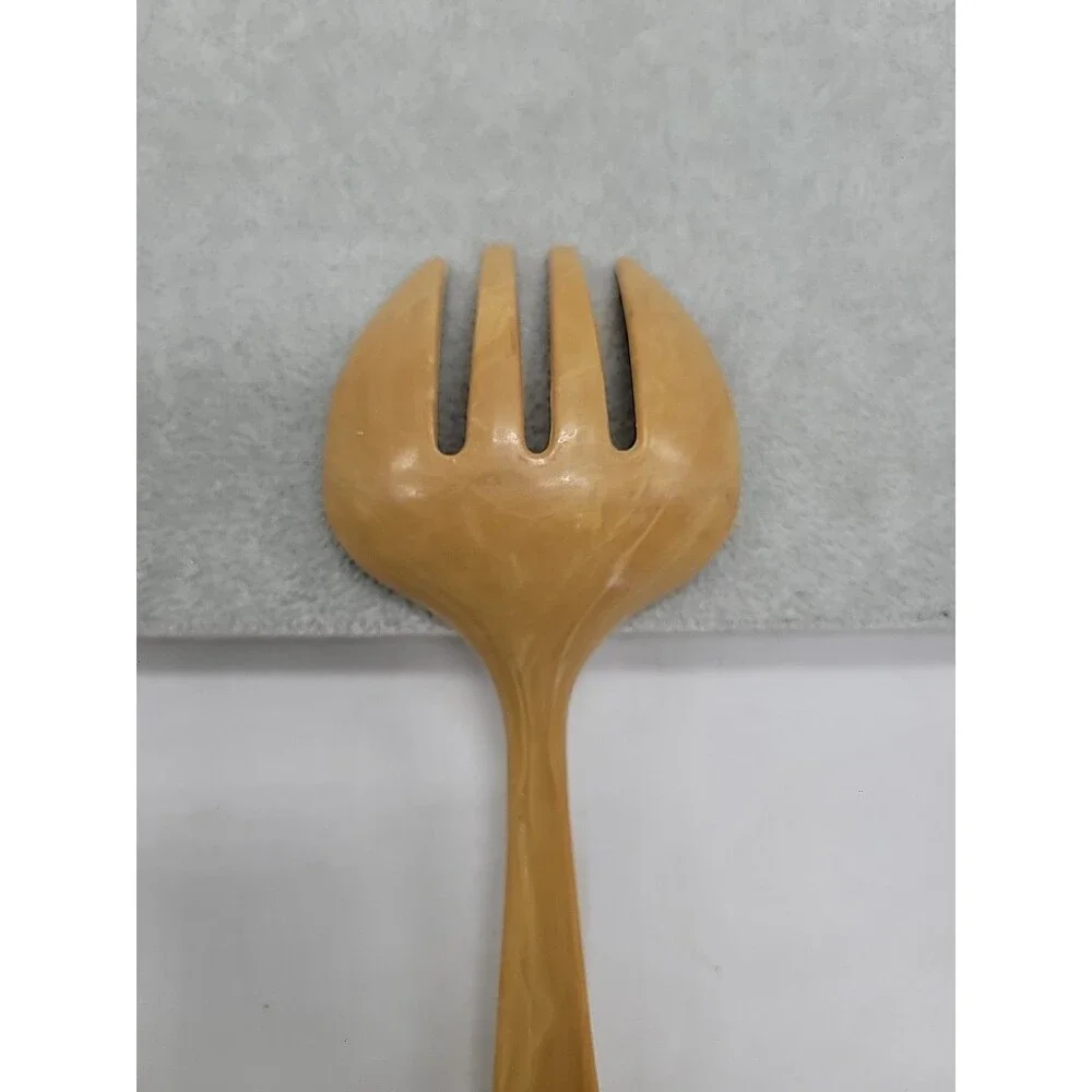 Vintage Baker lite ? Beige Marbleized Spork Imperial USA 8.5: Salad